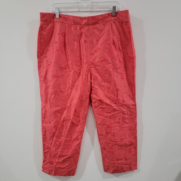 Womens Silk Beaded Pants Size 16 Petite Floral Old Money Luxury Maximalism - Picture 2 of 8